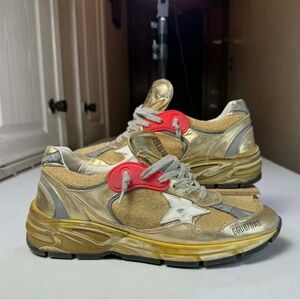 golden goose Men Dad-Star gold foiled leather with white leather star Sz 42 / 9